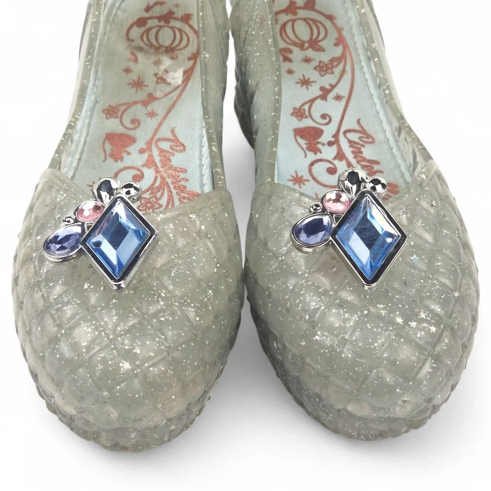 Disney Cinderella Light Up Glass Slipper Jelly Shoes Wedge Girls Youth Sz 2/3